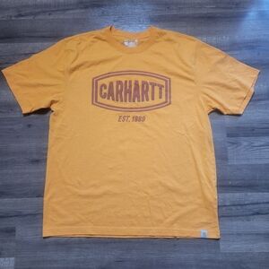 CARHARTT HEAVYWEIGHT Shirt MENS LARGE  Orange LOOSE FIT SHORT SLEEVE